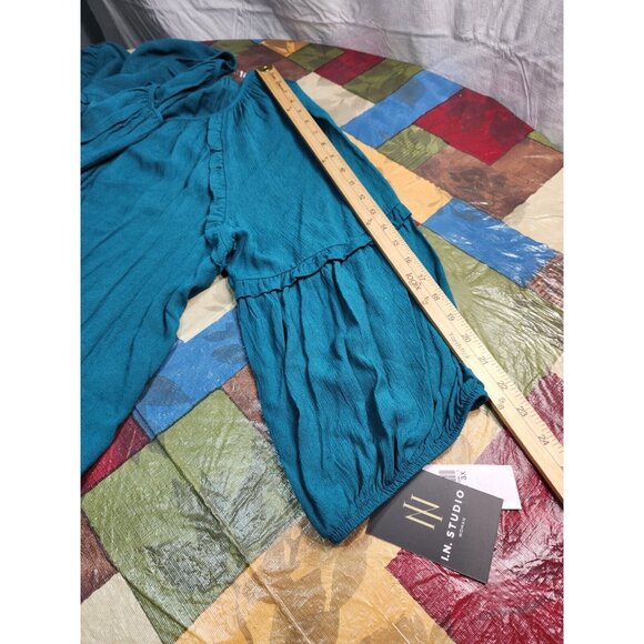 I.n.studio Women's Top Blouse Size 3X Green Balloon Sleeve (25) - Picture 8 of 11